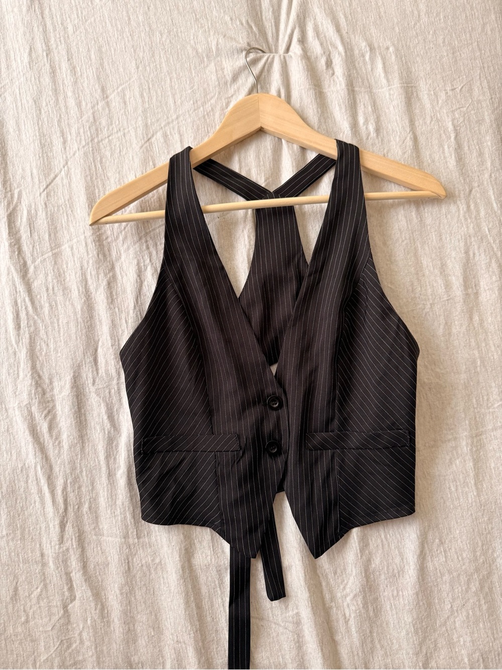 SHEIN Pinstripe Black Women's Vest Top